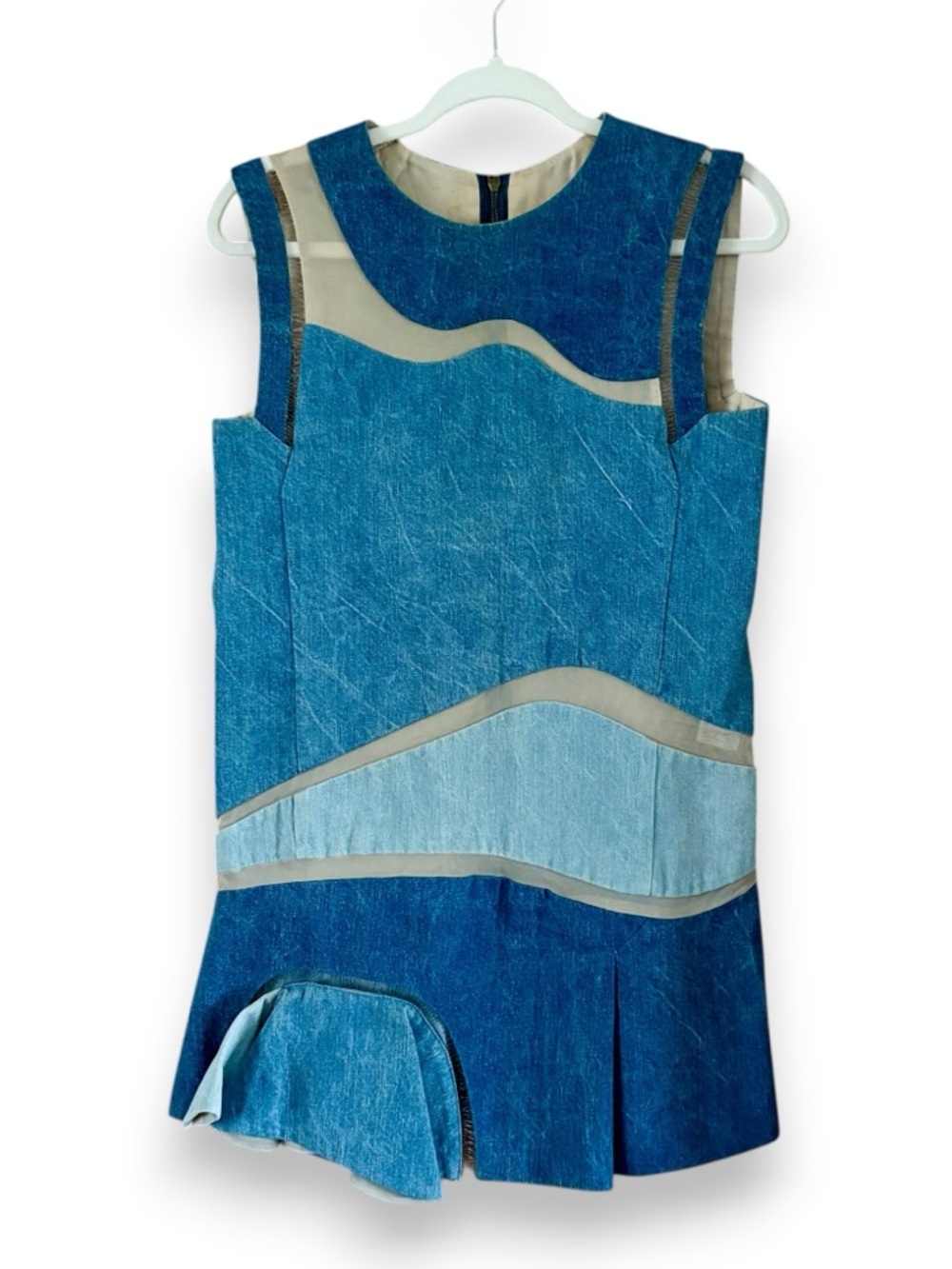 Toga Archives Denim & Mesh Patchwork Dress Size IT 36 US 0-2 Avant Garde Japan